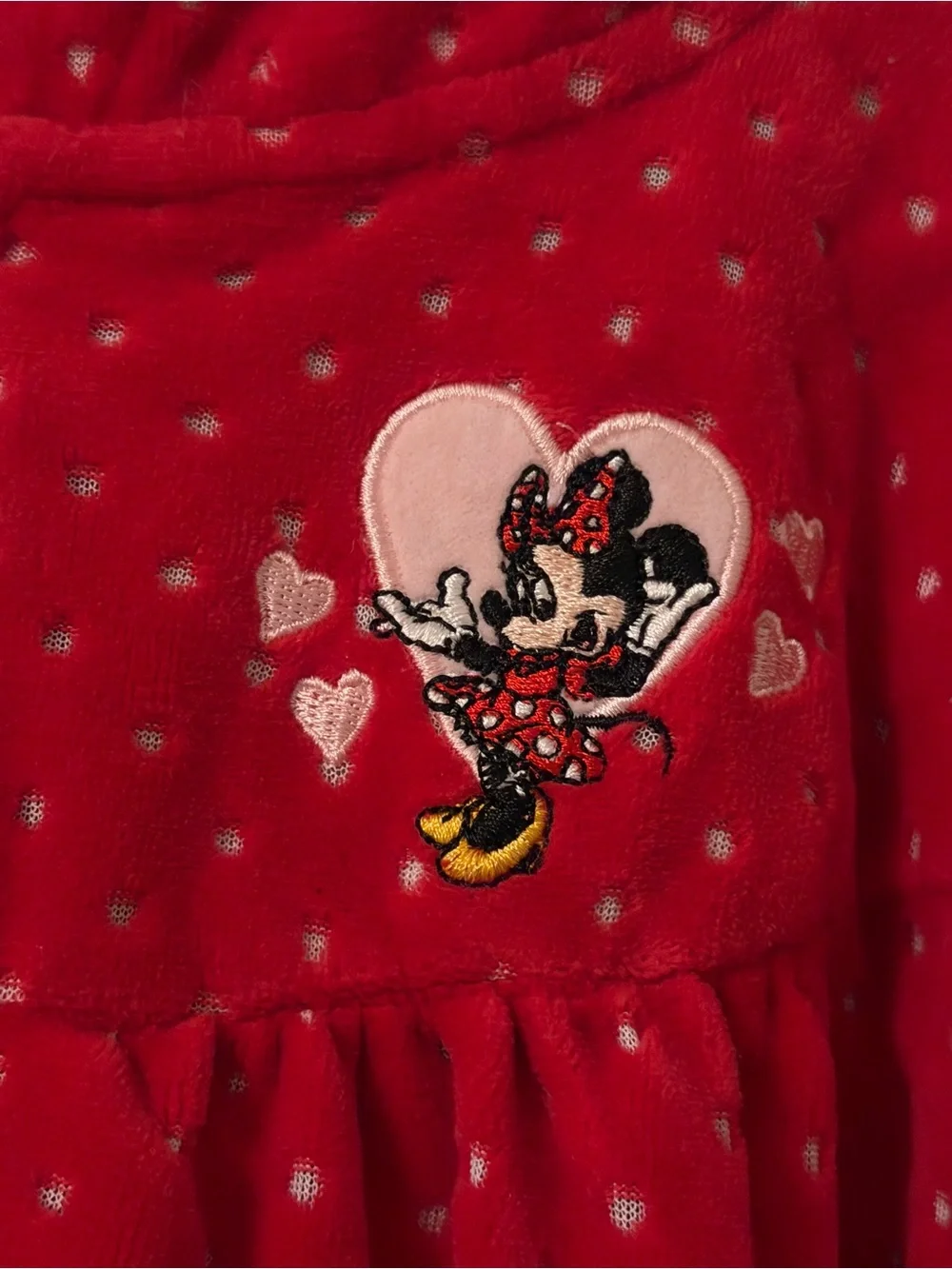 Disney Red Minnie Mouse Hooded Zip Jacket with Heart Patch